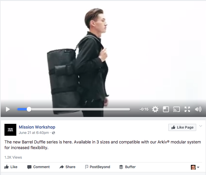 One part of the omnichannel experience is the Mission Workshop product announcement on YouTube