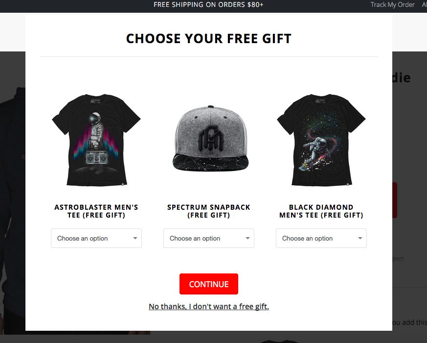 Choose your free gift: astroblaster men's tee, snapback, or black diamond men's tee