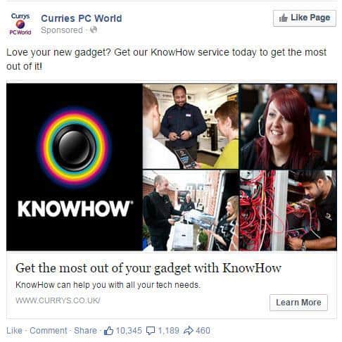 facebook upsell ad example