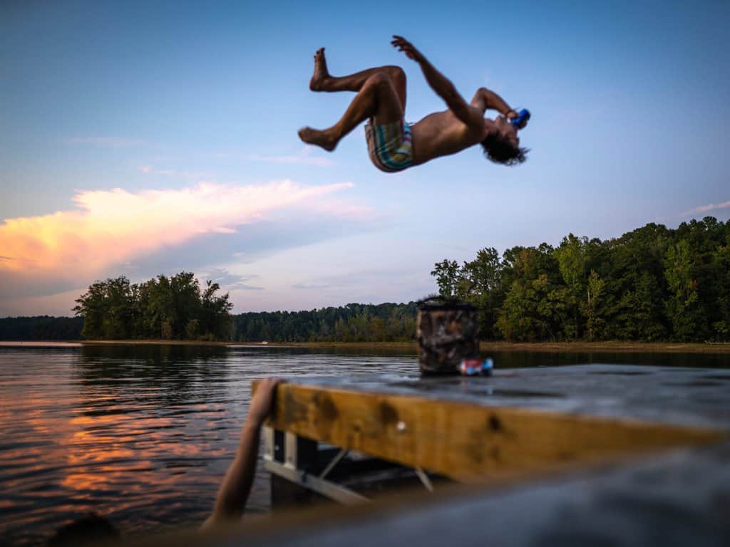 Kanga coolers in action at the dock by the lake.