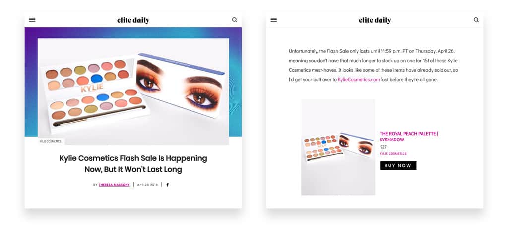 Kylie Cosmetics flash sale press coverage