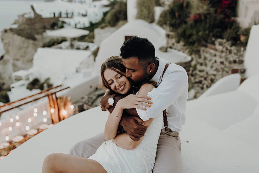 Jaz and Jamil share an embrace during the wedding in Greece. 