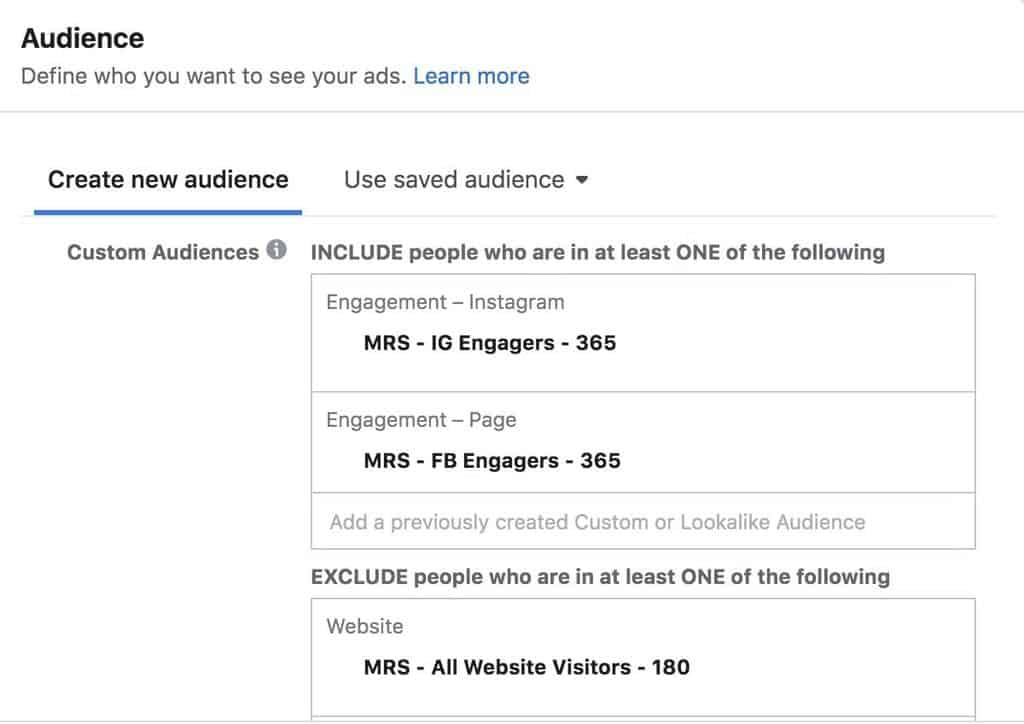 creating a new facebook audience