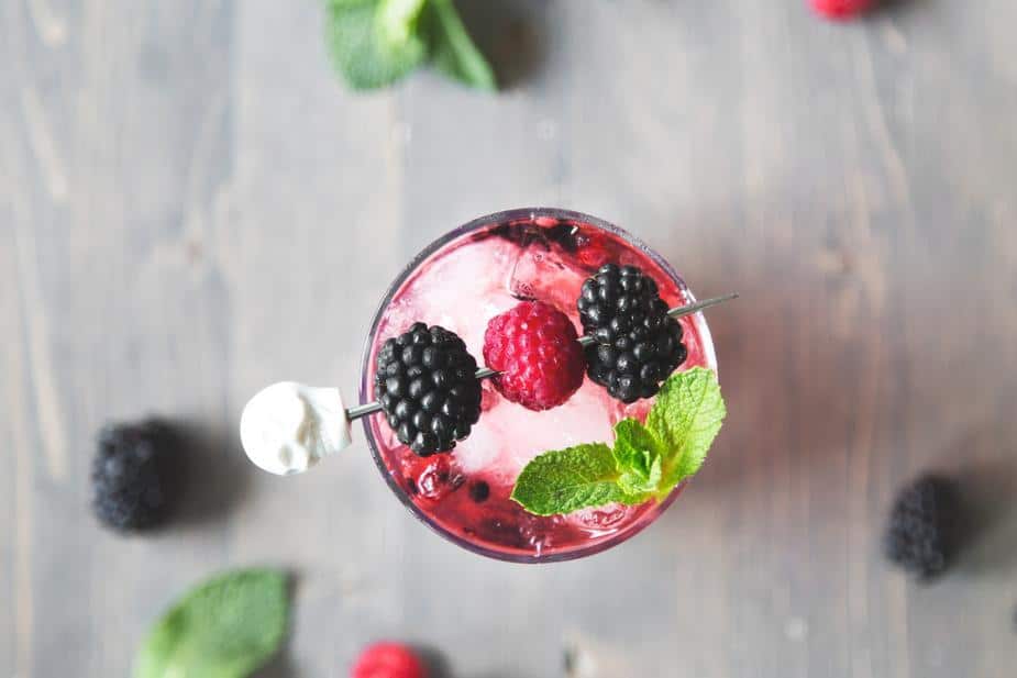 Top view of a berry cocktail