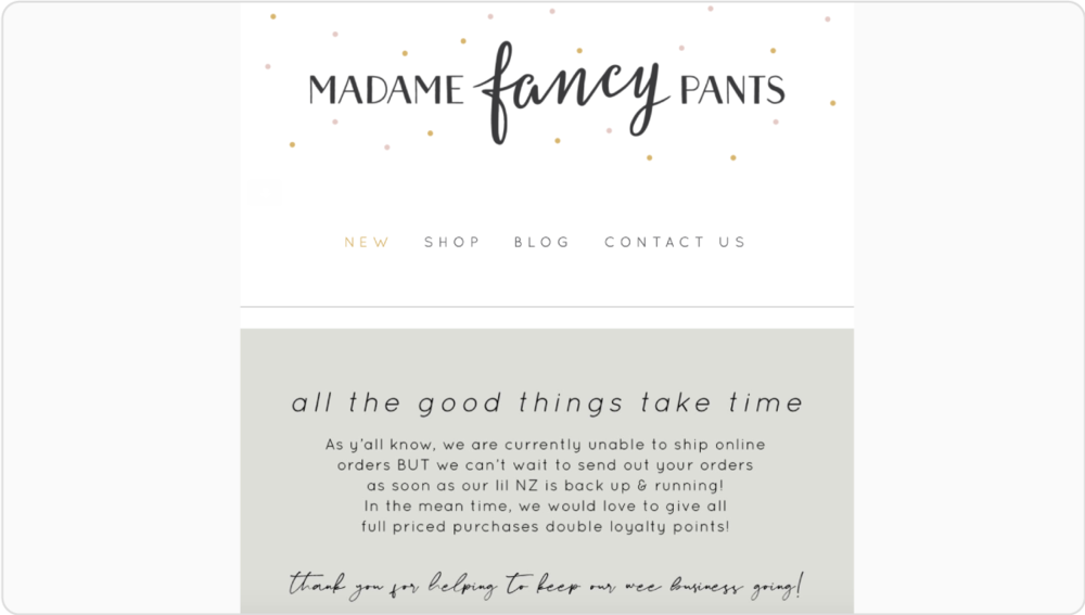 Madame Fancy Pants keeps customers up to day using Marsello’s One-off Email Campaigns
