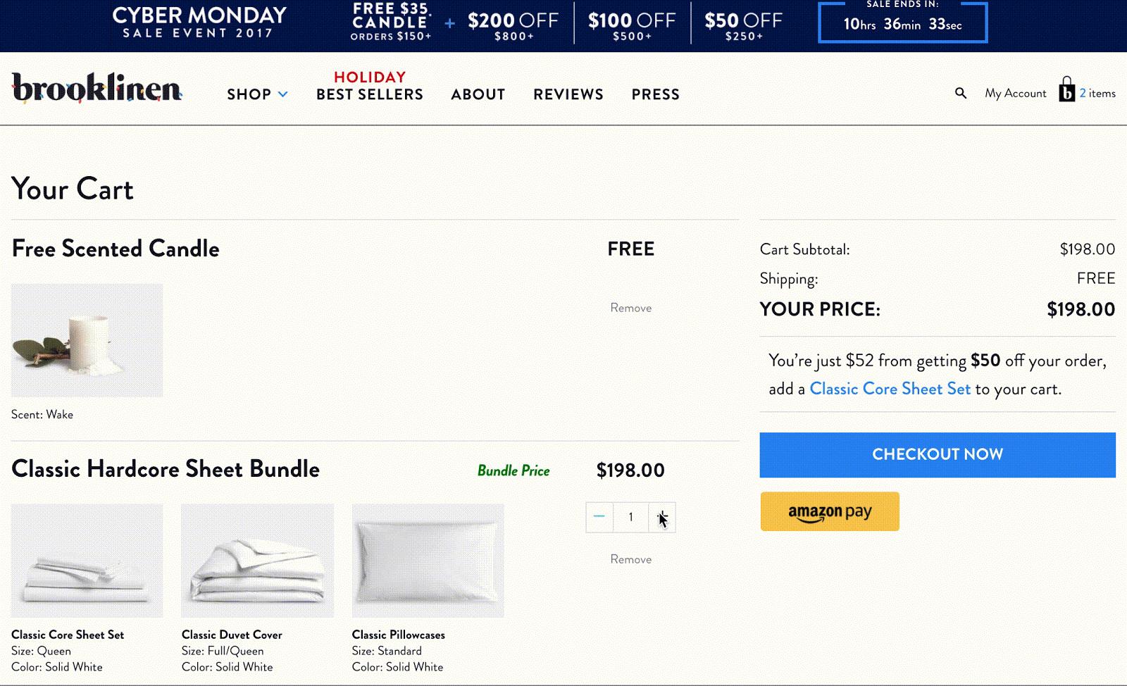 brooklinen spending threshold