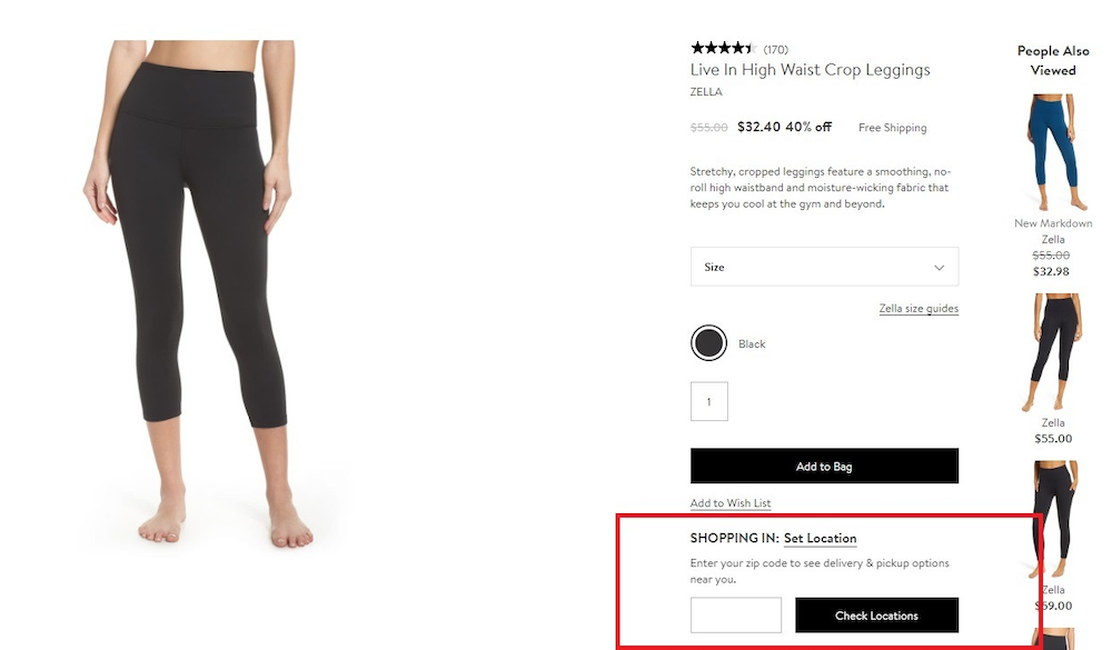 shipping cost on product page