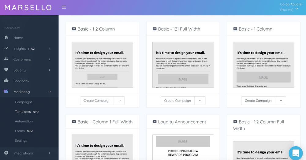 Marsello’s Basic email templates give you full flexibility with designs, branding and content.