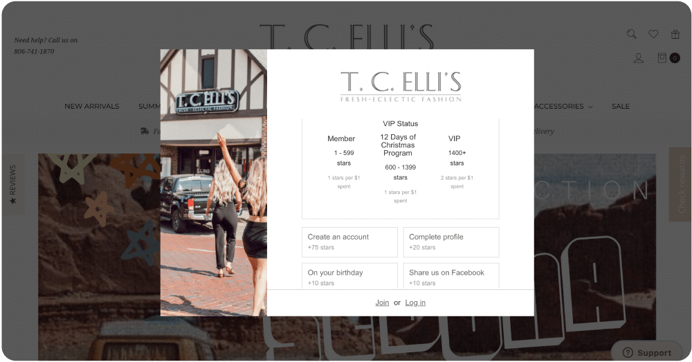 T.C. Elli’s, an women’s fashion retailer, uses a seamless loyalty program with VIP tiers to encourage customer loyalty both in-store and online.