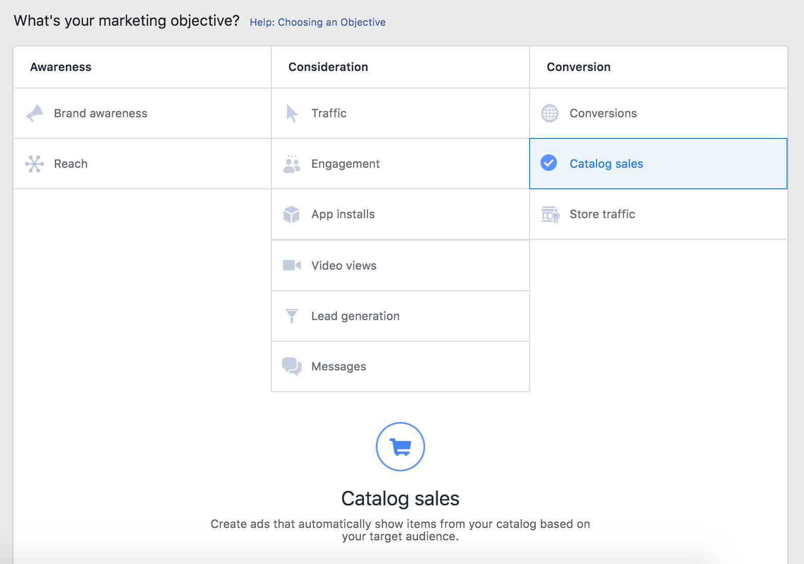 Catalog sales selection