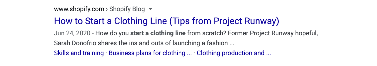Screenshot of a search engine results page query where the meta description is compelling copy to draw clicks that drives traffic
