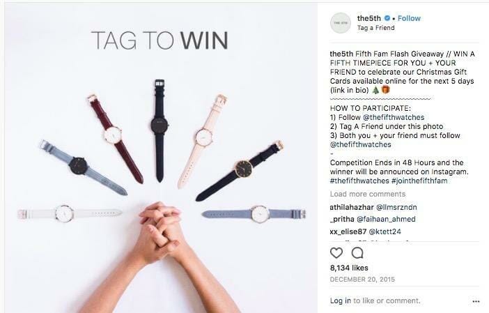 Instagram giveaway example