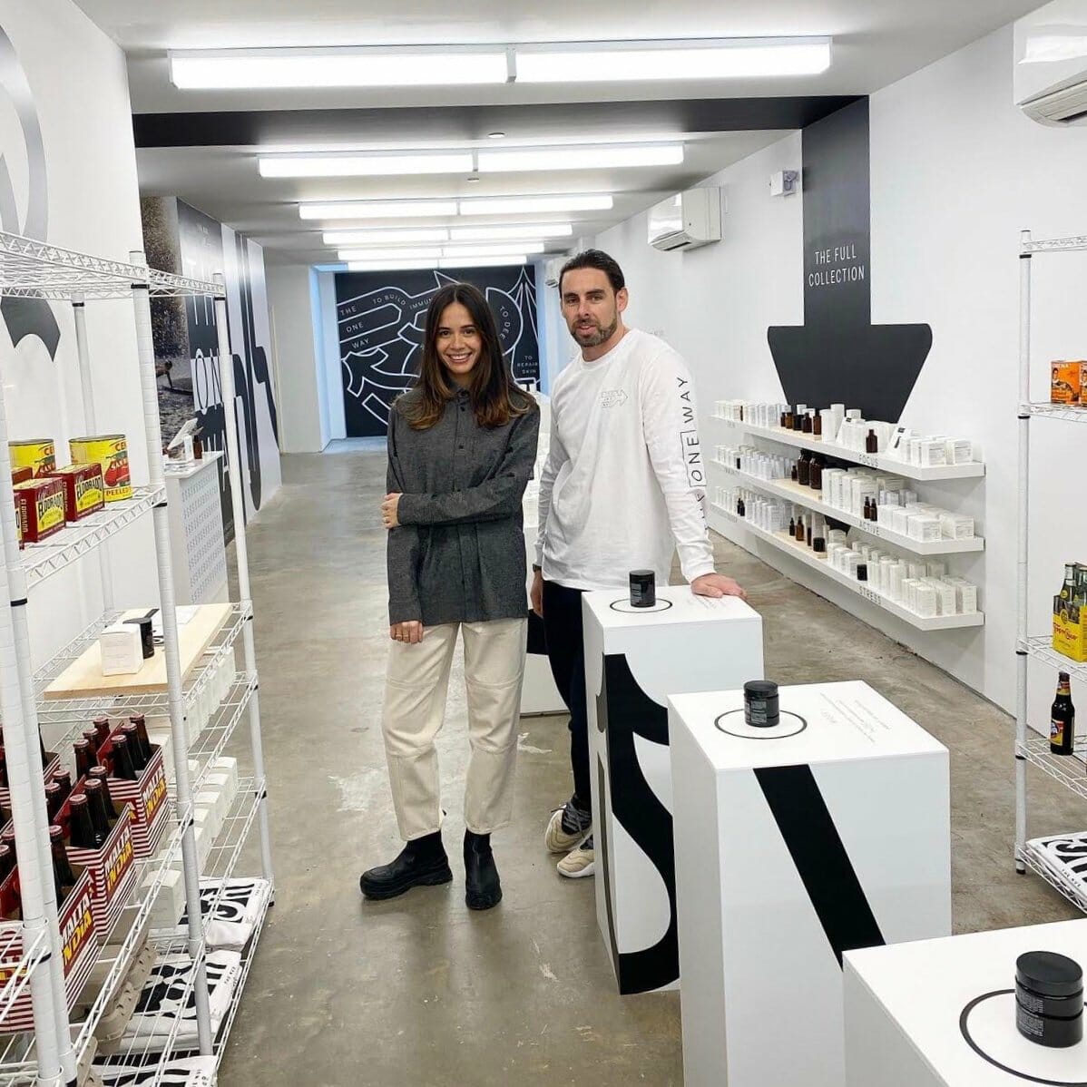 Charlie Gower and Jules Miller in the retail space of The Nue Co.