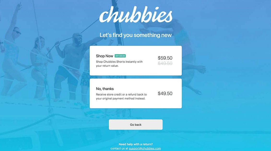 Chubbies returns with discount on new purchase