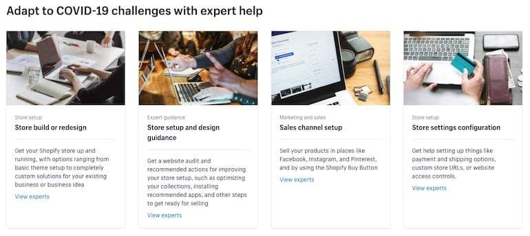 shopify experts marketplace: covid collection