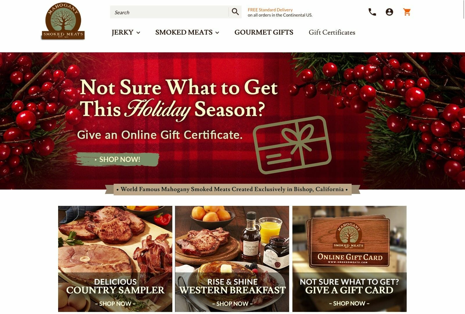 Screen shot of smokedmeats.com home page