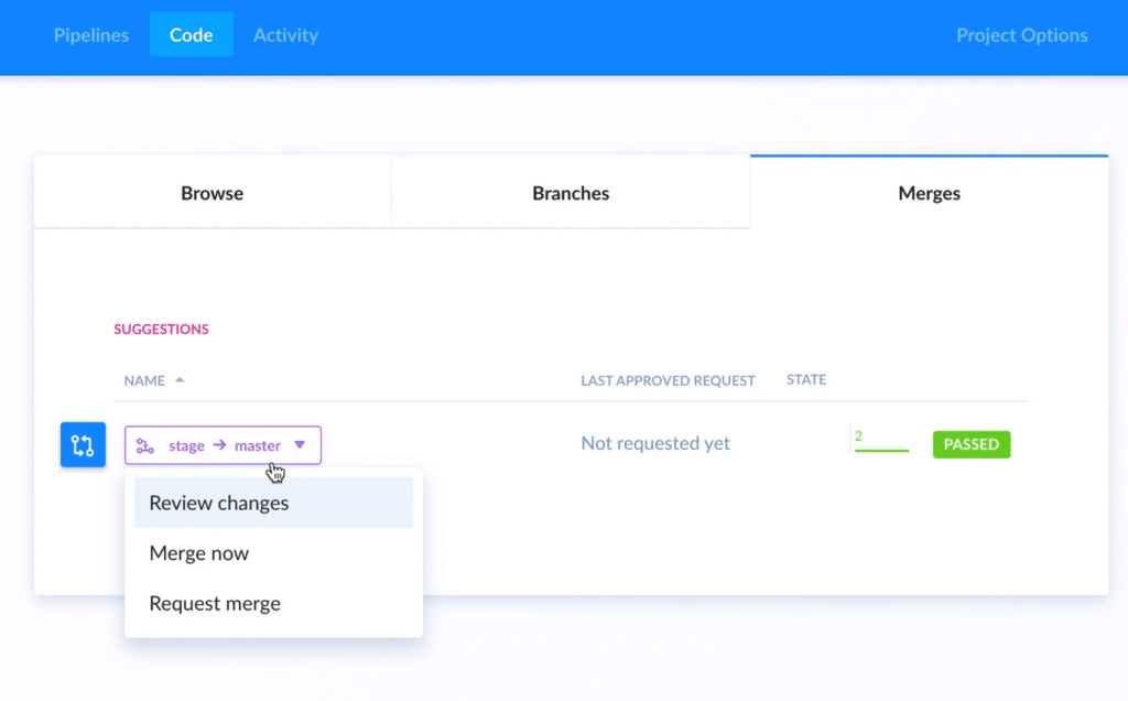 Merging branches in Buddy