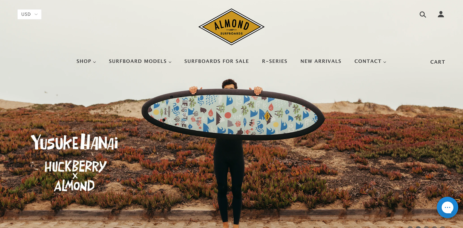 Almond surfboards ecommerce website
