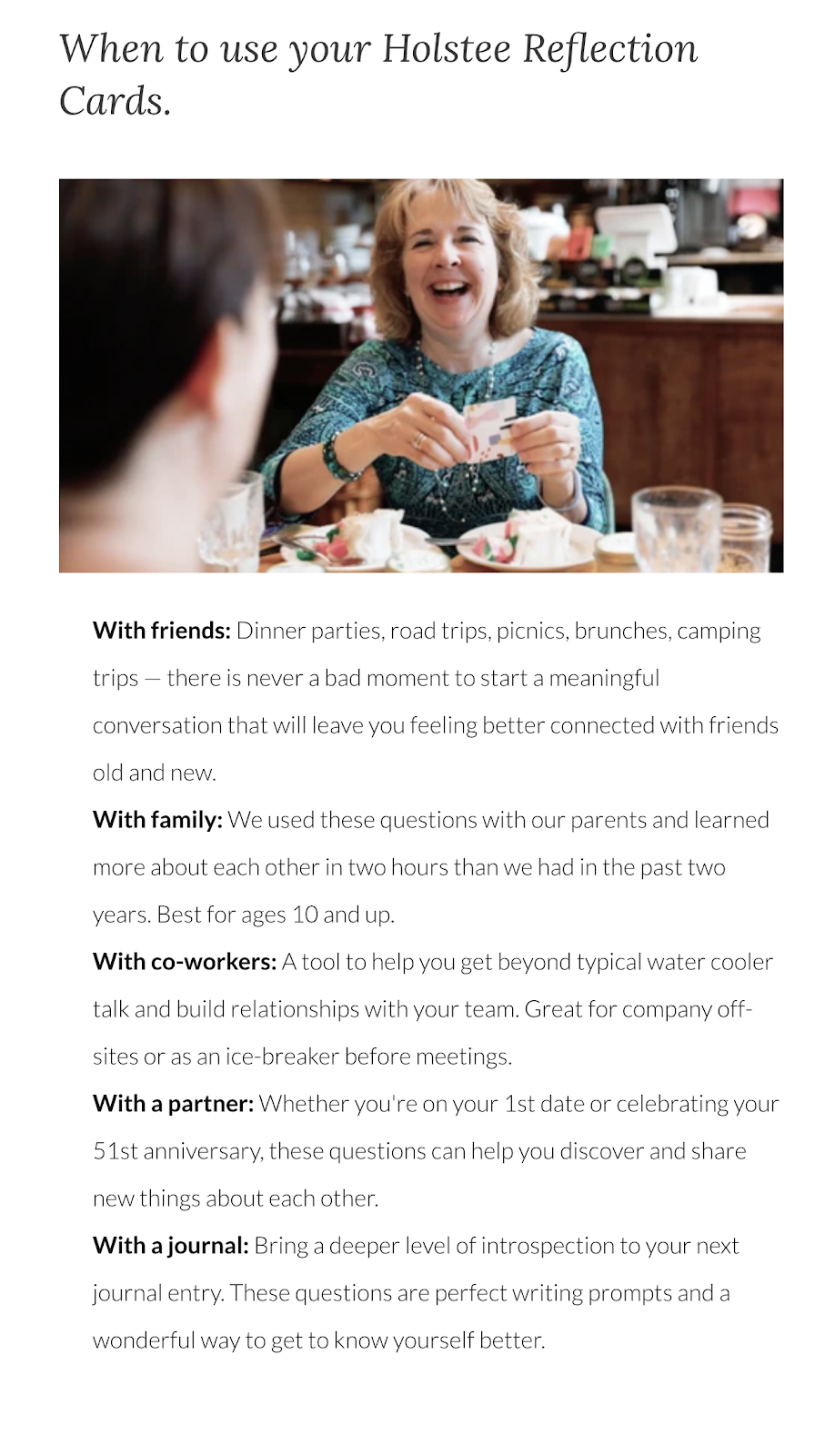 Holstee product information on checkout page