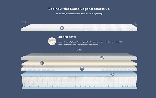 Leesa interactive product page design