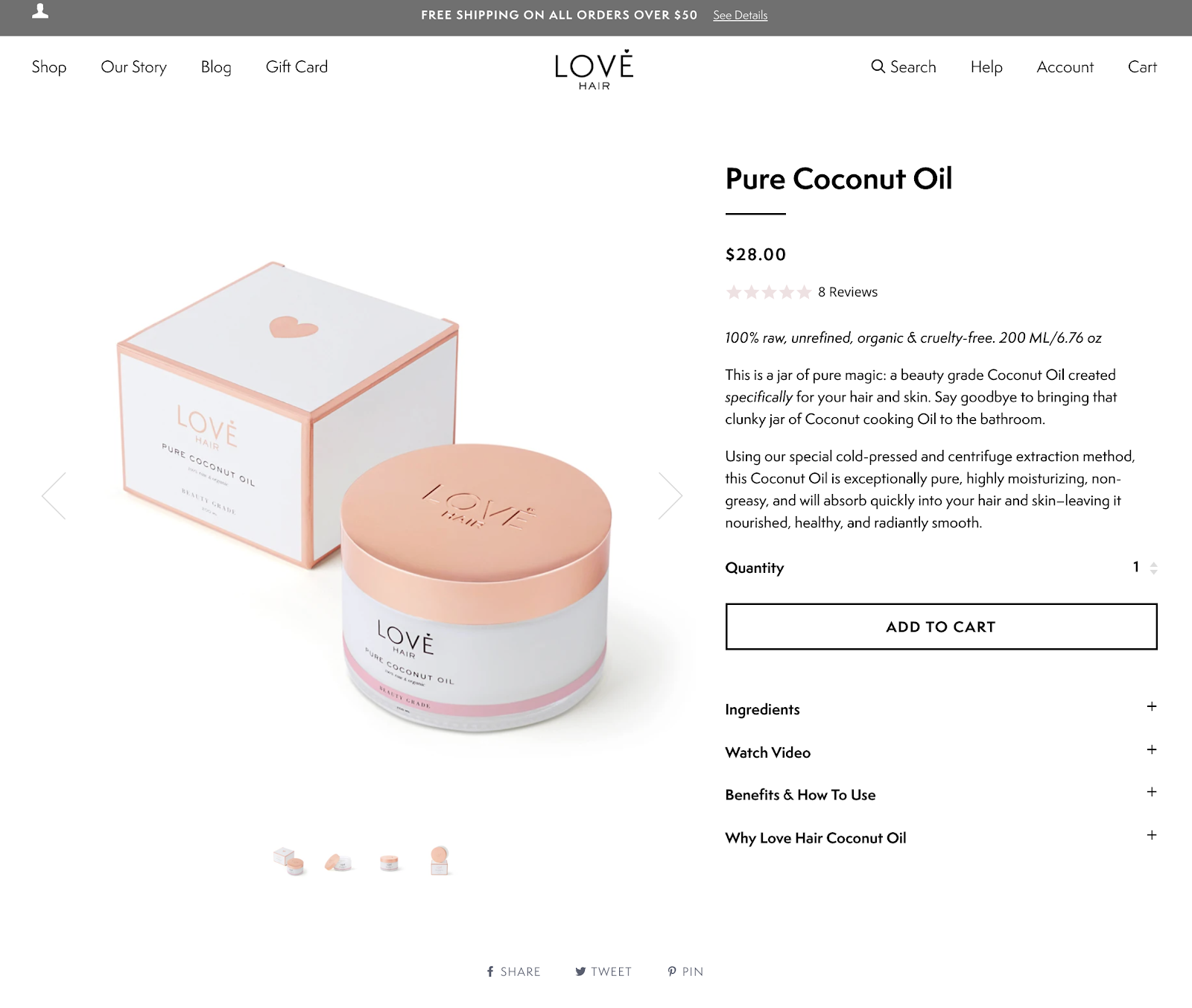 Love Hair product page