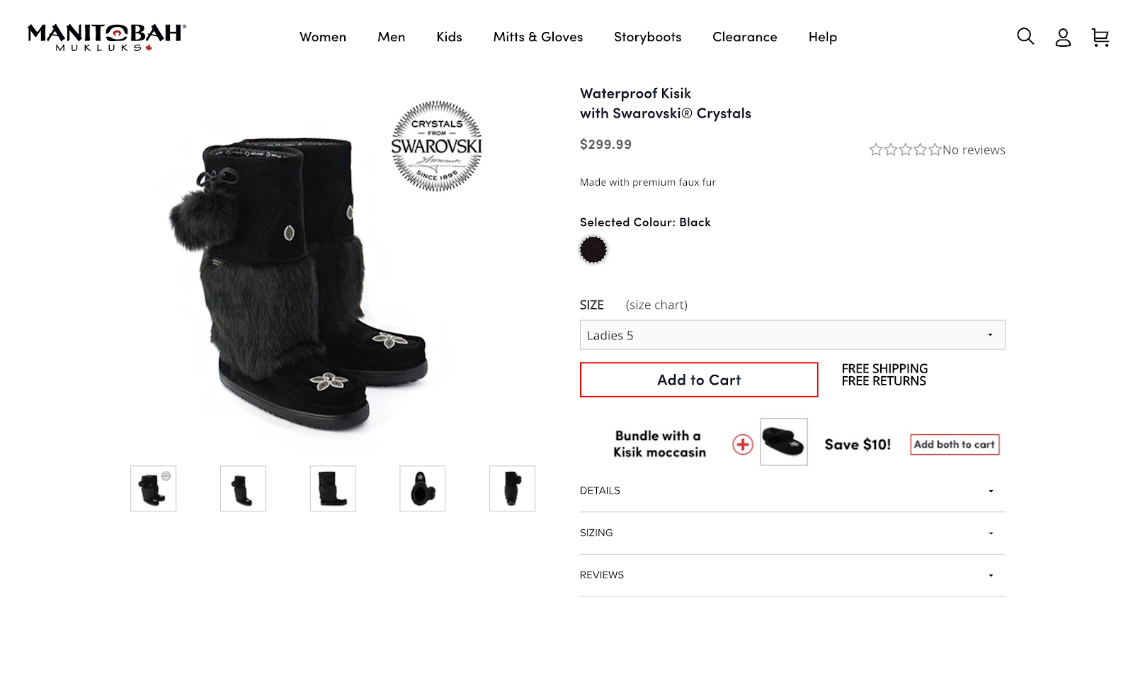 Manitobah Mukluks product page