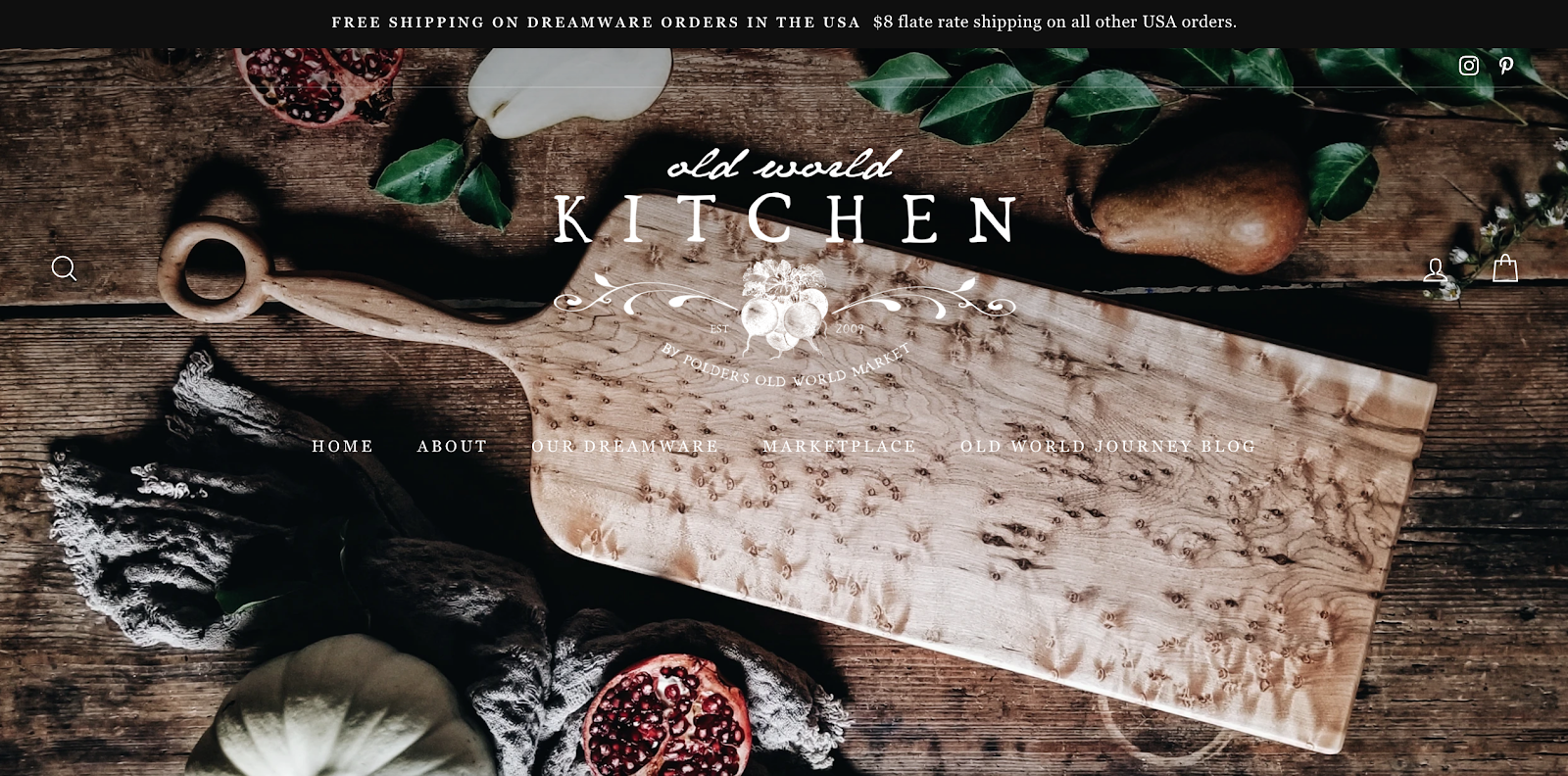 Old world kitchen ecommerce website