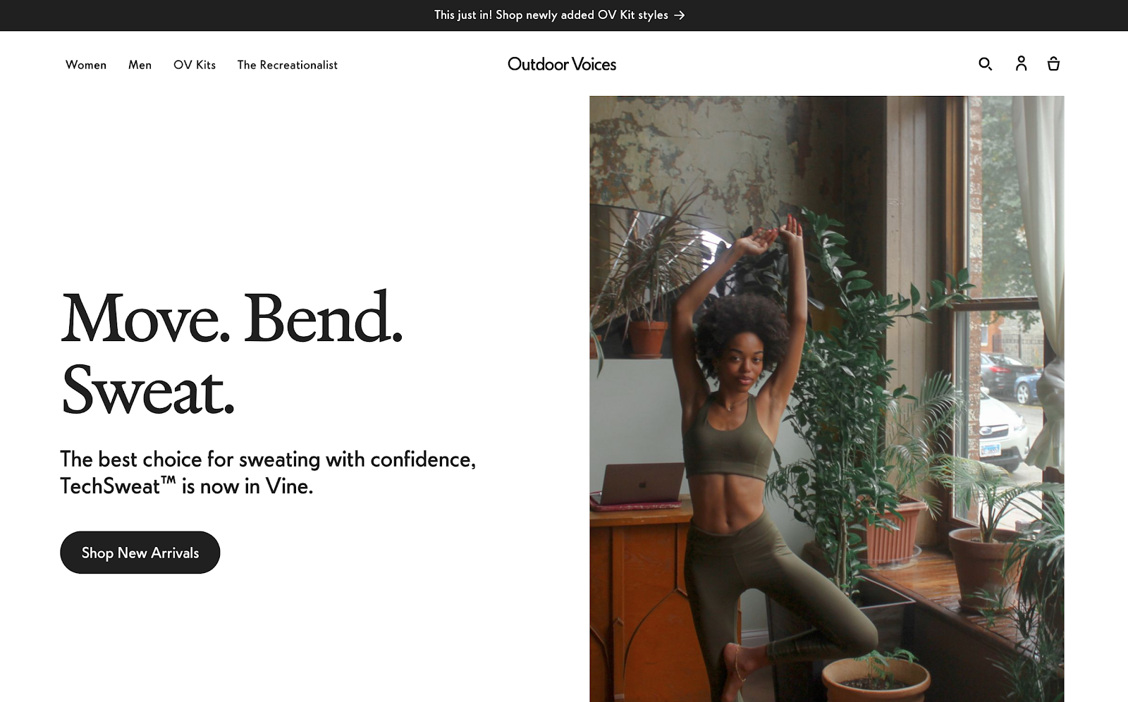 Outdoor Voices homepage design