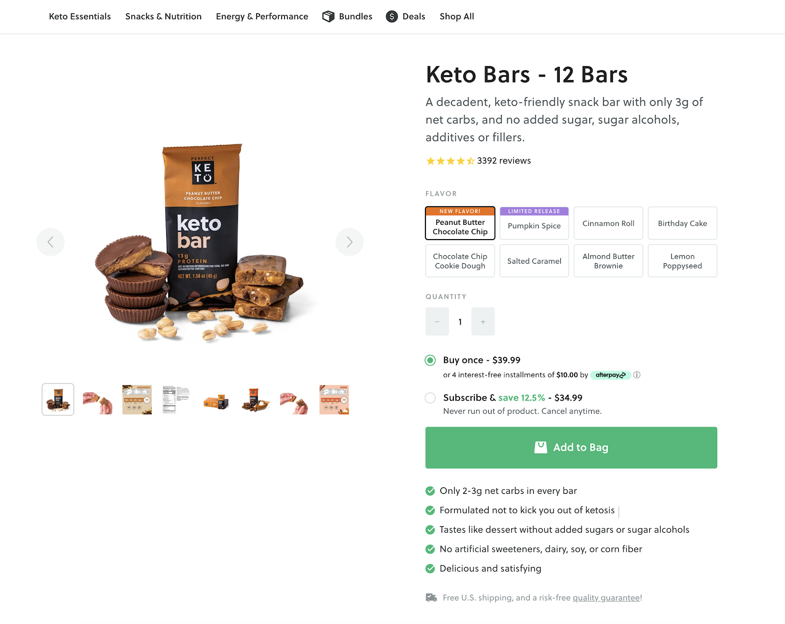 Perfect Keto product page