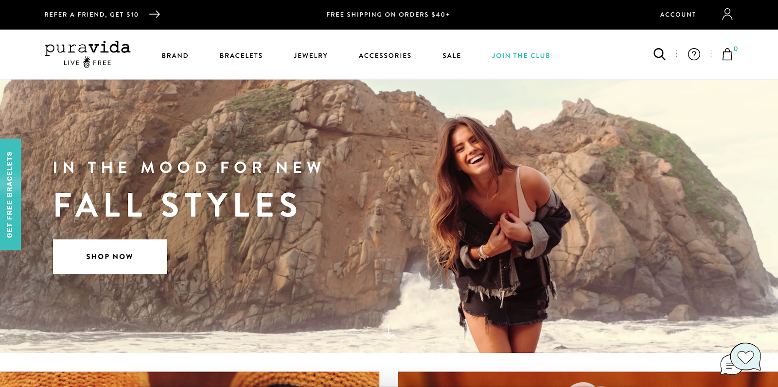 Pura Vida Bracelets website design example