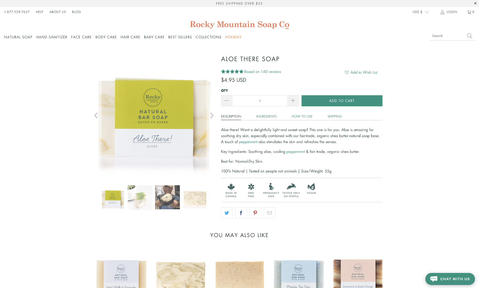 Rocky Mountain Soap Product Page