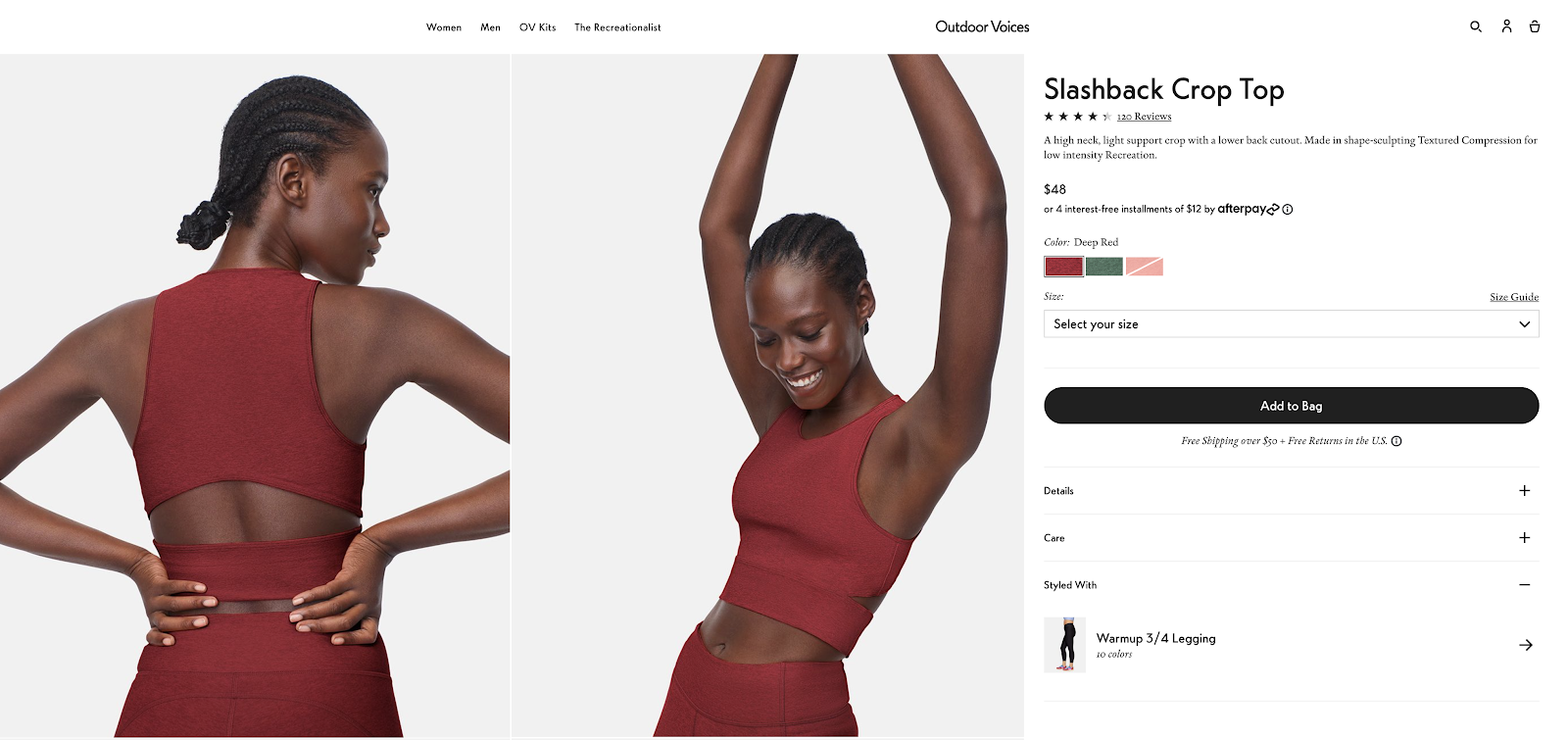 Outdoor voices product page