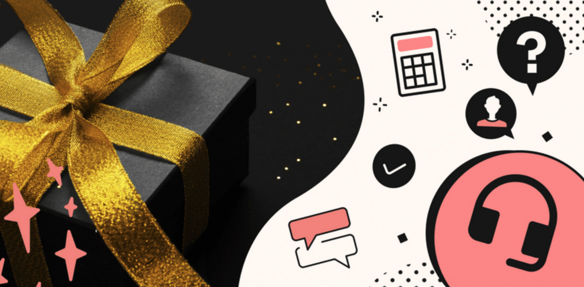 A gift box with phone icons designed to maximize BFCM revenue through your customer experience in 2022.