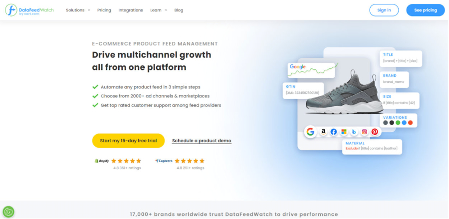 A website page showcasing a multi-channel growth platform designed to help eCommerce stores grow using Shopify apps.