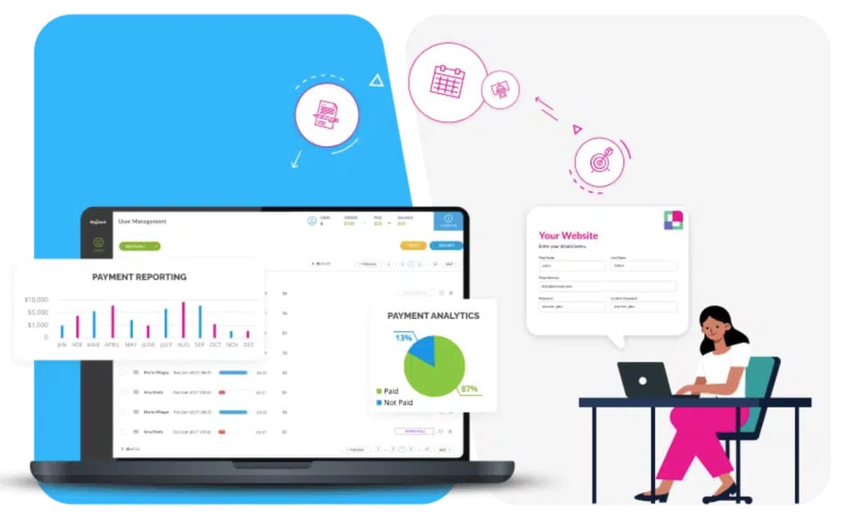 A woman sitting at a desk with a laptop, focused on increasing revenue for service-based businesses.