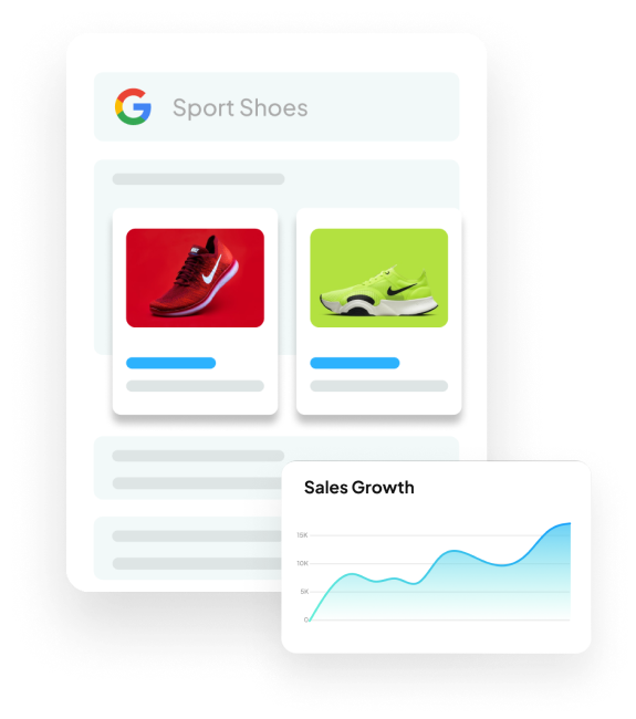 An eCommerce screen with a graph showing the sales growth of sport shoes.