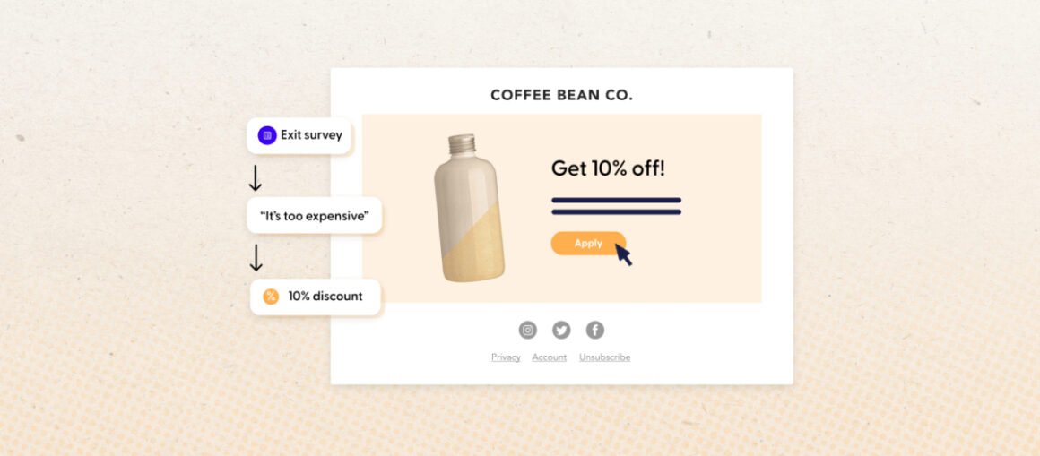 An e-commerce page featuring an image of a coffee bottle, aimed at boosting customer retention.