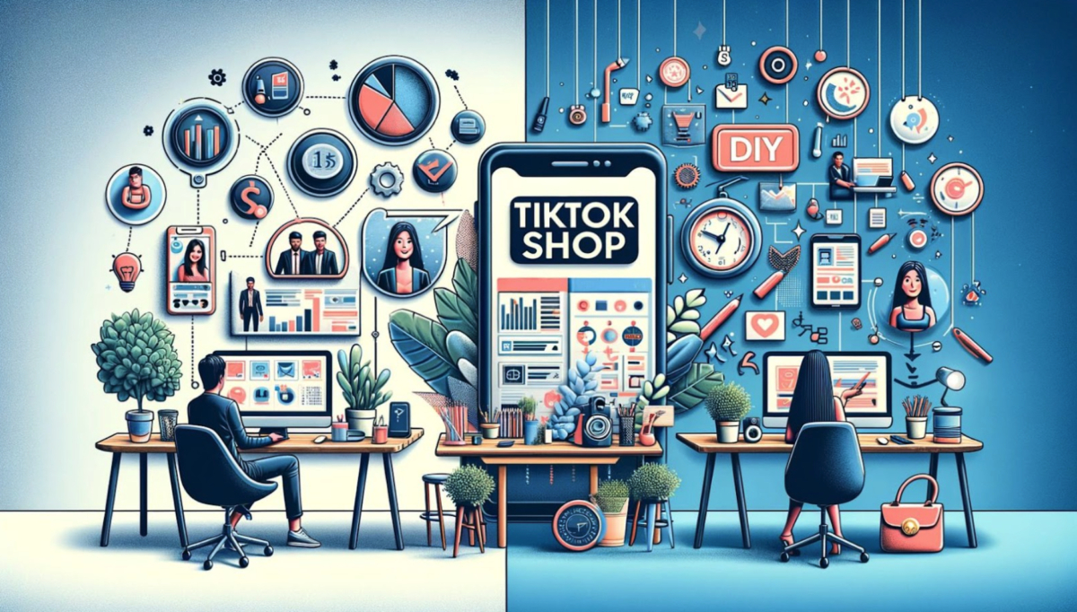 Two people at a desk using a phone with a DIY approach.