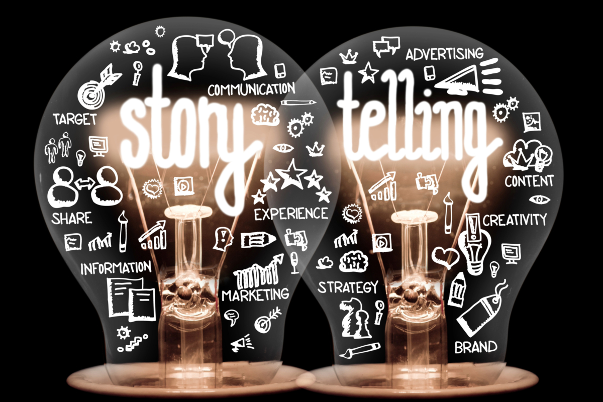 Two light bulbs showcasing storytelling brands.
