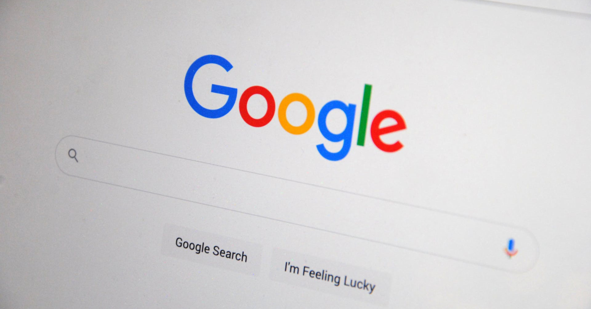 The Google search homepage, featuring the iconic Google logo, search bar, and buttons for "Google Search" and "I'm Feeling Lucky," now ushers in a New Age for Search with the advancements of Google's SGE and enhanced SEO capabilities.