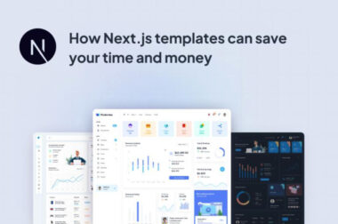 A banner showcasing Next.js templates for ecommerce with text: "How Next.js templates can save your time and money" above various dashboard interface previews.