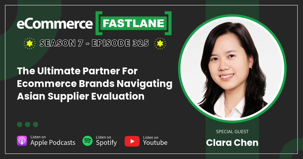 Discover "The Ultimate Partner For Ecommerce Brands Navigating Asian Supplier Evaluation" with guest Clara Chen. Perfect for Shopify and DTC enthusiasts. Tune in on Apple Podcasts, Spotify, and YouTube.
