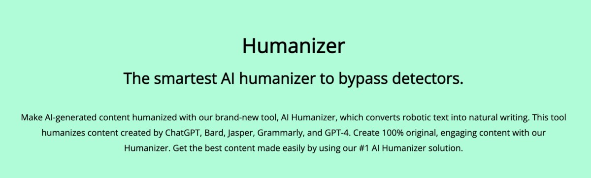 Screenshot of the Humanizer.so webpage, an AI Text Humanizer tool that converts robotic text into natural writing to bypass detectors, with a 2025 Review highlighting its features and benefits.