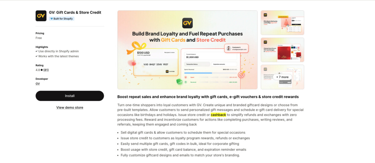 GV: Gift Cards & Store Credit