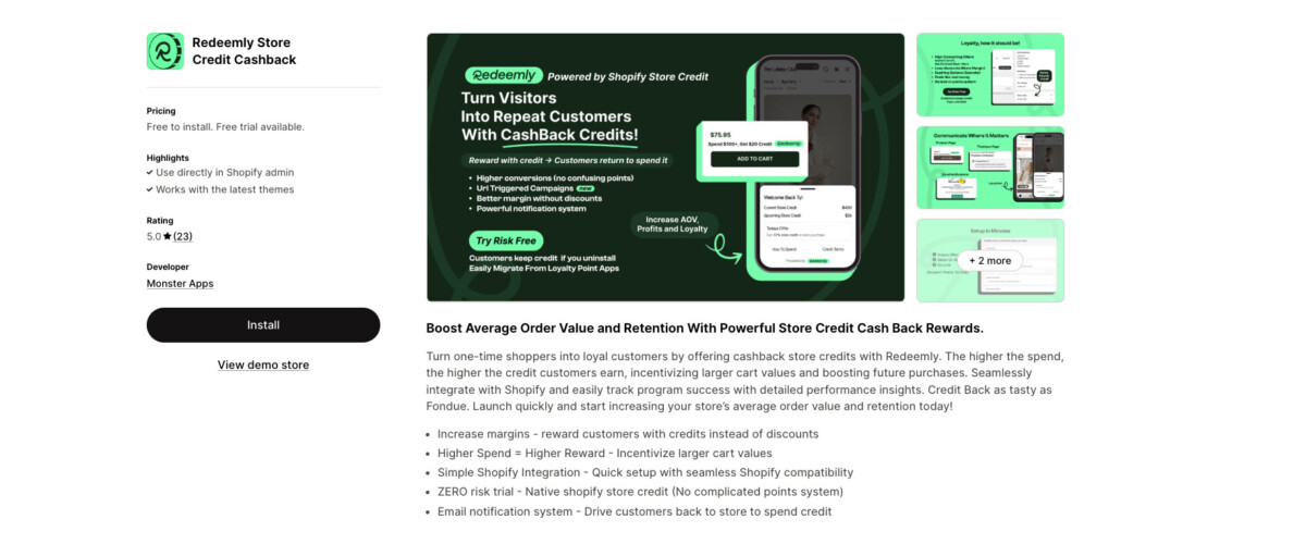 Redeemly Store Credit Cashback