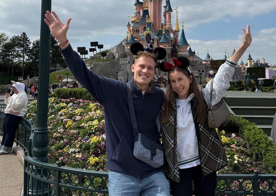 Oleksandr Orlovskyi with his girlfriend