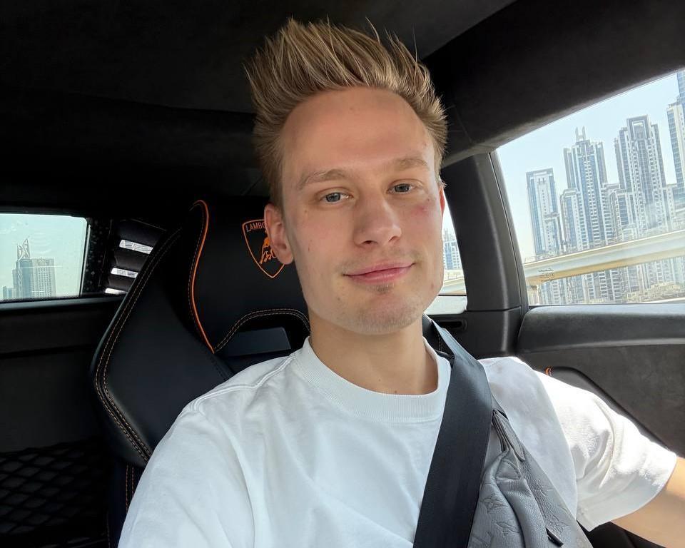 Oleksandr Orlovskyi in his car