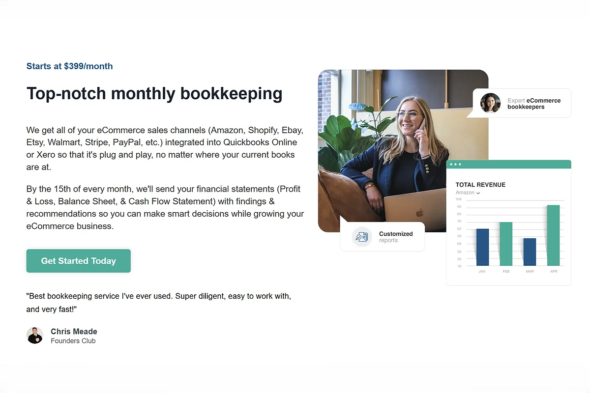 EcomBalance pricing from $399/month and monthly statements.