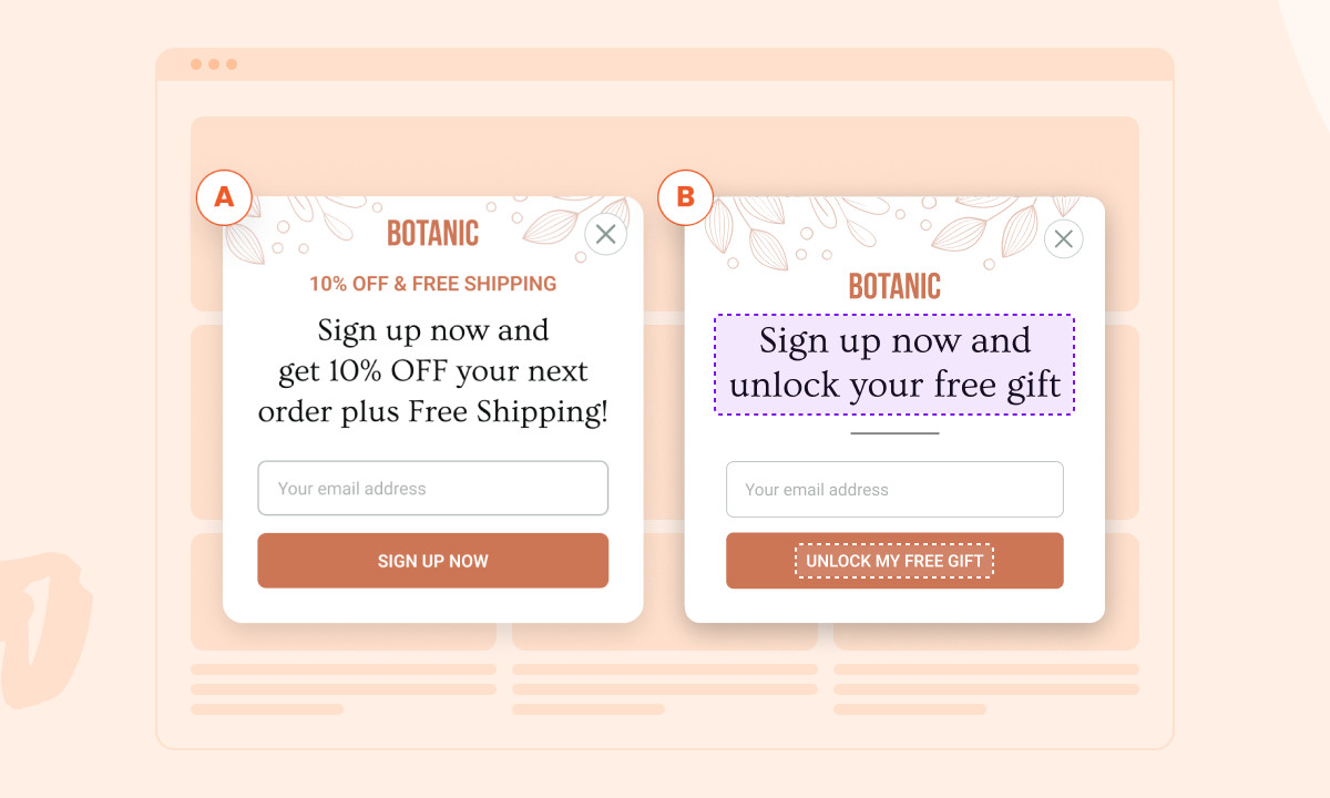OptiMonk A/B testing