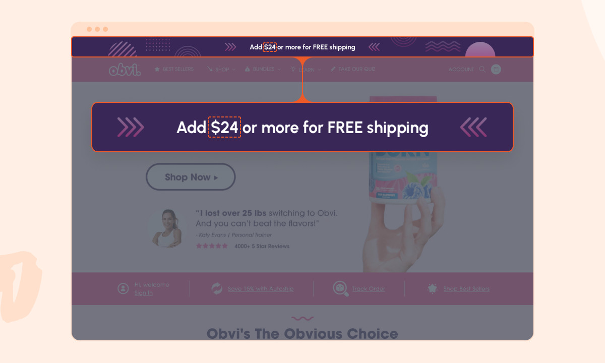 OptiMonk's Dynamic Shipping Bar